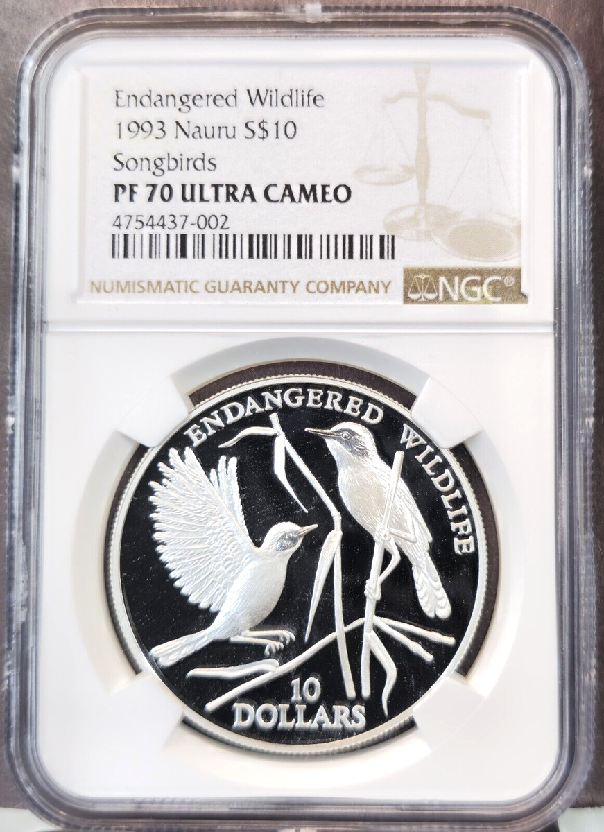 【希少】NGC 最高鑑定 PR70 ULTRA CAMEO  龍 銅 1993 NAURU SILVER 10 DOLLARS SONGBIRDS NGC PF 70 ULTRA CAMEO RARE