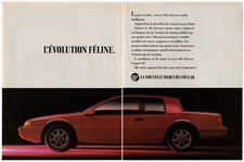 1989 MERCURY Cougar XR-7 Vintage Original 2 page Print AD - Red car photo French