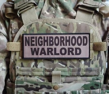 3x8" NEIGHBORHOOD WARLORD Tan Hook Patch Badge for Plate Carrier Airsoft