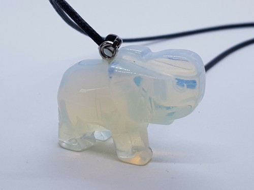 Opal Necklace Elephant Pendant Thick Chunky Healing Stone Chakra Reiki Opalite - Picture 11 of 12