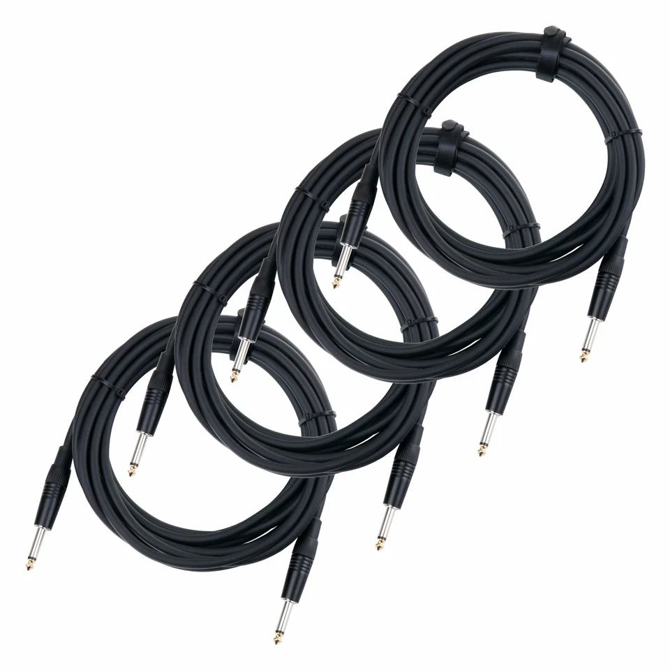 4x Cable Jack Connecteur Amplificateur Enceinte Audio Mono 6.35mm (1/4'') 5 m - Photo 1/3