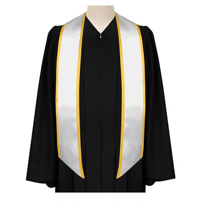 Endea Graduation White/Gold Plain Stole With Trim Color & Angled End | eBay Endea Graduation White/Gold Plain Stole With Trim Color & Angled End | eBay