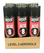 U-POL UP0837 ACID #8 BLACK Etch Primer 6 Pack Aerosol Spray Cans 450ML UPOL