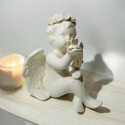 Laraine Eggleston Angel Blowing Heart Kisses Ceramic Christmas Cherub Signed