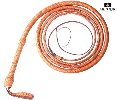 Kangaroo Hide Leather Bullwhip - 16 Feet, 16 Plaits, Indiana Jones Style Whip (Ardour Crafts)