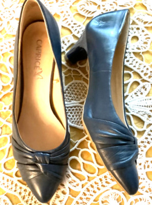 High heel shoe, blue, size Women's 9 soft leather upper, CAPRICE  used once