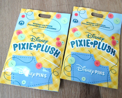 2 NEW SEALED DISNEY PIXIE PLUSH MYSTERY PIN POUCH SET BAG 10 PINS TRADING ANIMAL