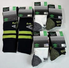 12 pair Umbro Unisex Kids Peewee Size 1 Knee High Soccer Socks White Black Green