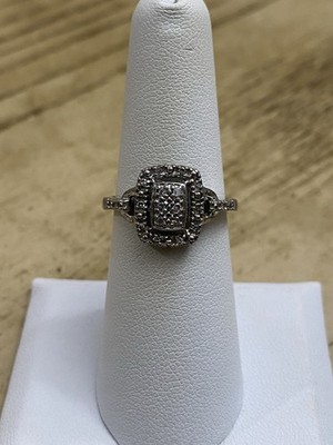 AS-IS!!! VINTAGE Signed STERLING SILVER Diamonds RING SZ 7 925