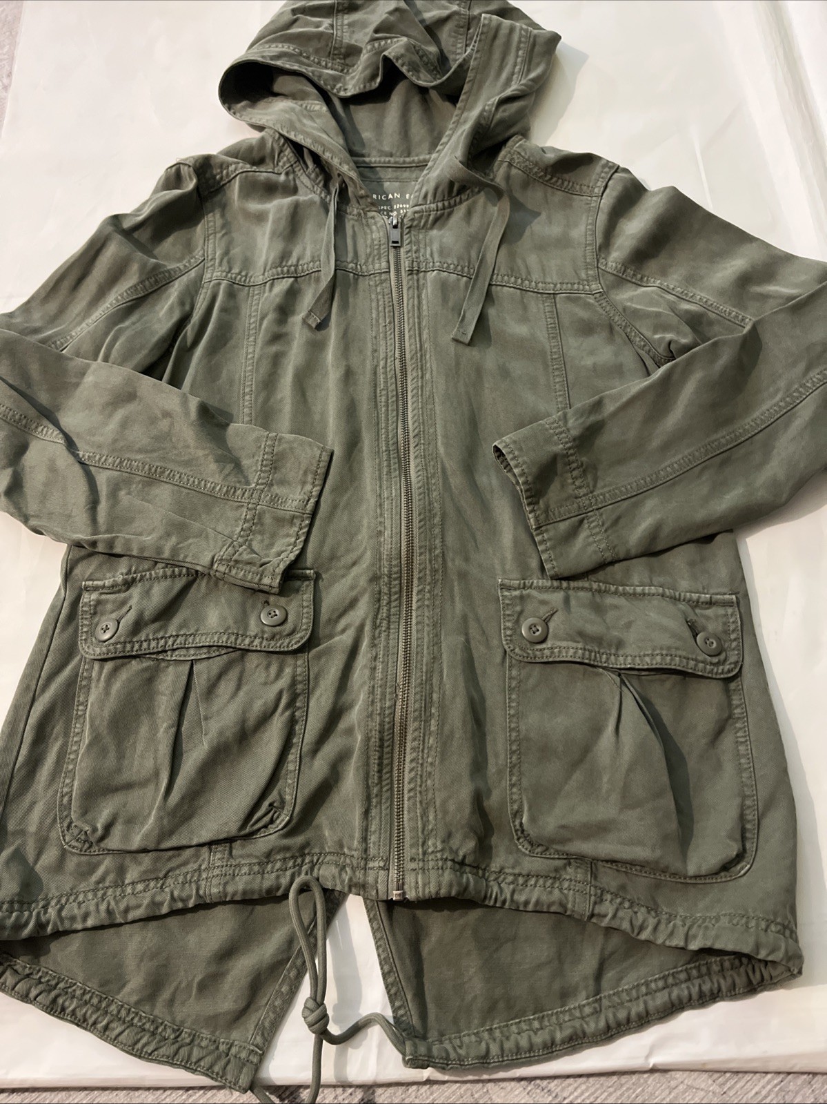 American Eagle Womens Utility Hooded Jacket Army Green Gorpcore Medium M Cargo