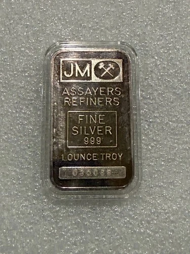 New ListingVINTAGE Johnson Matthey 1 oz  .999 Silver Bar Serial # 030066 ~ in Capsule