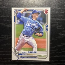 2021 Bowman #29 Brady Singer Kansas City Royals Rookie Card RC. rookie card picture