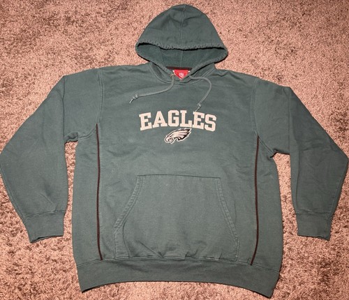 Vtg Y2K Philadelphia Eagles NFL Hoodie Pullover Sweatshirt Size Medium Green