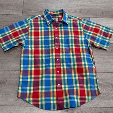 Izod Lacoste Button Down Shirt Mens Medium Multi Color Plaid Vintage Preppy