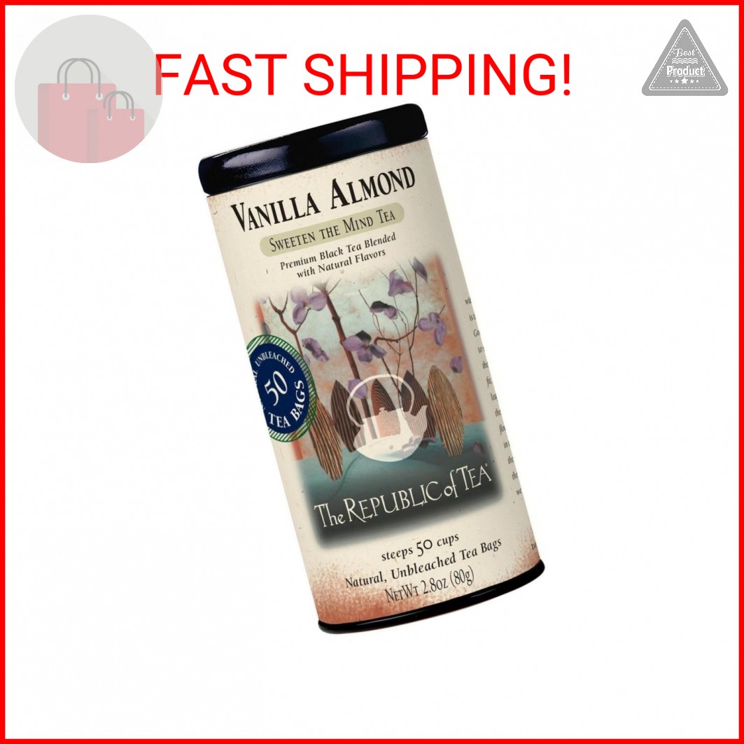 - Vanilla Almond Black Tea Tin, 50 Tea Bags, Naturally Caffe