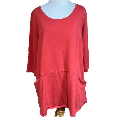 J. JILL Pure Jill Curved Seam Tunic Salmon Pink Size Medium 3/4 Sleeve Cotton