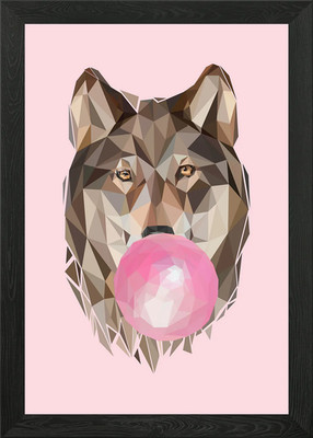 Wolf Kaugummi Tiere Gerahmtes Wandbild Poster Leinwanddruck Bild