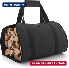 FLASLD Firewood Carrier Waxed Canvas Firewood Bag Heavy Duty Large Fireplace Car