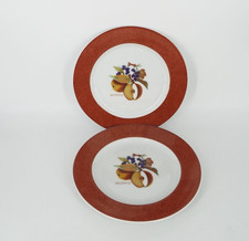 Royal Worcester Fine Porcelain Pair of Evesham Apple Blackcurrant Plates England