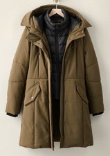Cole Haan Signature Hooded Down Brown Parka Jacket Size XSmall