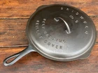 Griswold Cast Iron #9 Large Block Logo Skillet w/ Matching Low Dome Lid