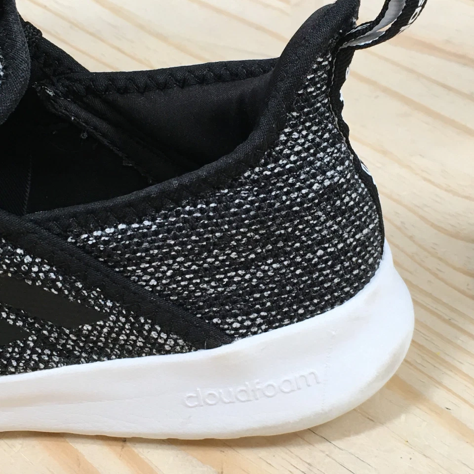 Adidas Cloudfoam Mujer 10.5 Negro Puro Blanco Tejido Atlético Zapatos para Correr Foto 3 de 4