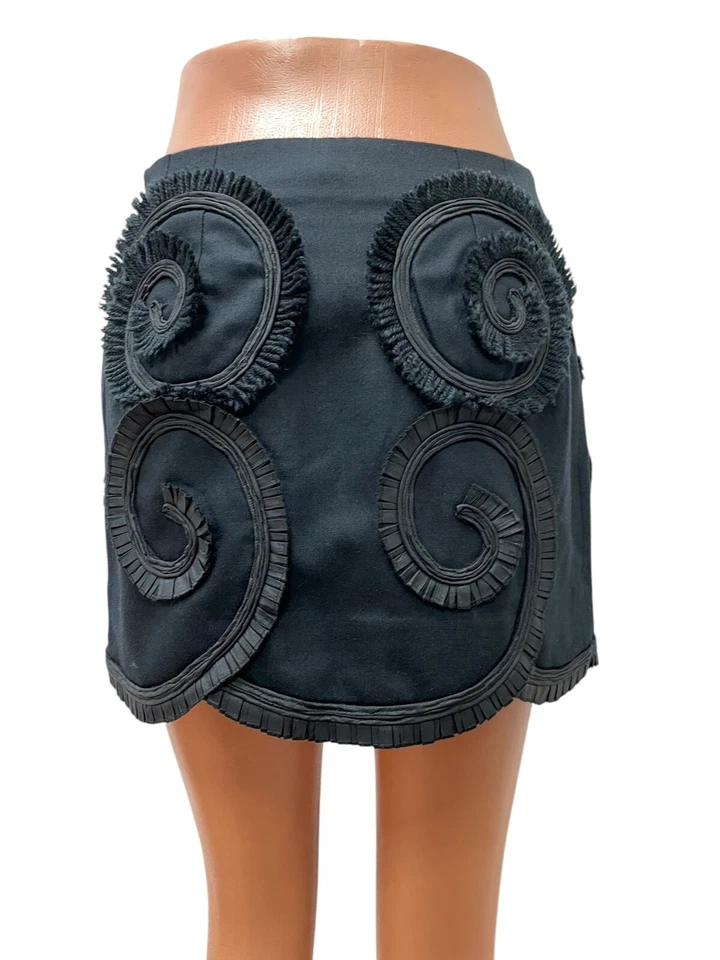 MANOUSH Gr.FR 38 / DE 36-S Damen Minirock 40% Wolle schwarz bestickt - Bild 4 von 4