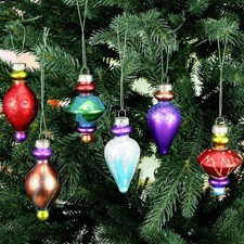 6 Pcs 3.94 Inch Christmas Finials Glass Vintage Ornament Glass Finial Christm...