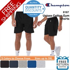    Champion Men Cotton Jersey 6" Inseam Shorts Drawcord No Pocket Up To 3XL 8187
