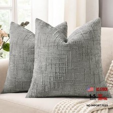 Spring Chenille Throw Pillow Covers 18x18 18" x 18" Pack of 2 Neutral Grey