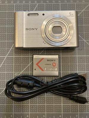 Sony DSC-W800 20.1MP Digital Camera With USB Charging/Data Cable + Battery