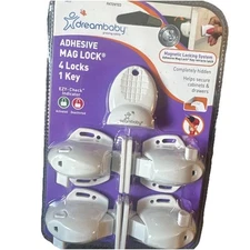 Dreambaby adhesive MAG LOCK 4 locks 1 key hidden from baby cabinets {E4}