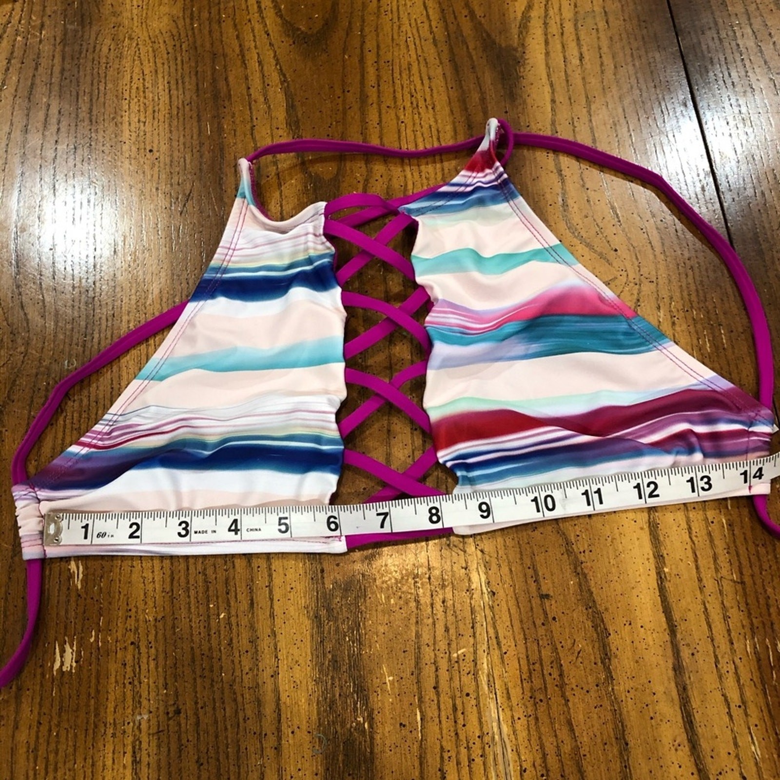 Multicolor Open Back Strappy String Bikini Top si… - image 8