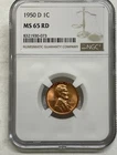 1950-D Lincoln Wheat Cent / Penny 1c NGC MS65 RD Red