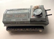 Vintage Gyro Action Anti-Aircraft Tin Tank Battery Operated MIB Untested