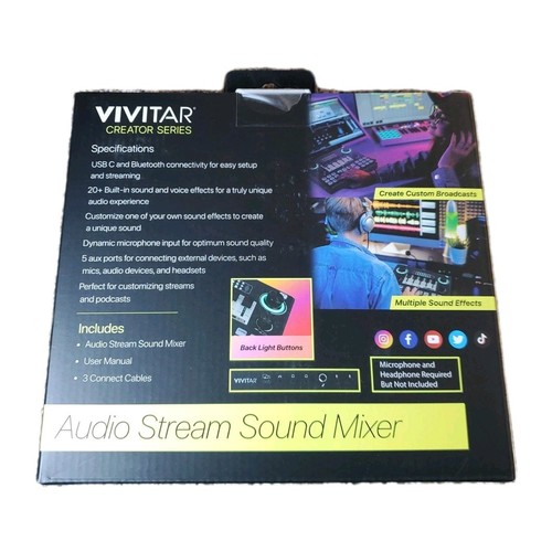 Vivitar Creator Series Audio Stream Sound Mixer USB-C Bluetooth Voice Effects - Picture 3 of 5