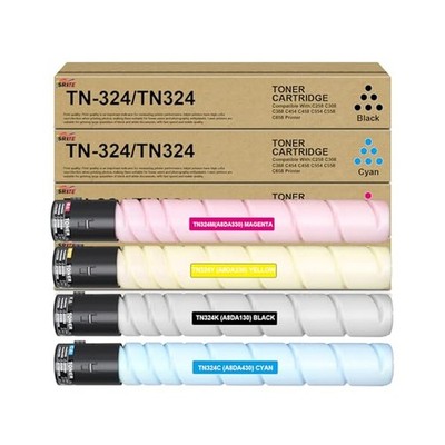 SRITE 4Pk TN324 TN-324 High Yield Toner Cartridge Replacement for Konica Mino...