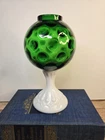 Fenton Green Coin Dot Pedestal Ivy Ball/Bubble Fairy Lamp  9”