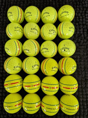 24 Callaway ERC Soft & Chrome Soft YELLOW T/Track Golf Balls, Pearl / A Grade