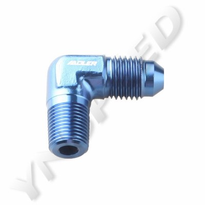 US SHIP AN4 4AN AN-4 Male Flare To 1/4'' NPT 90 Degree Elbow Fitting Adapter Blue