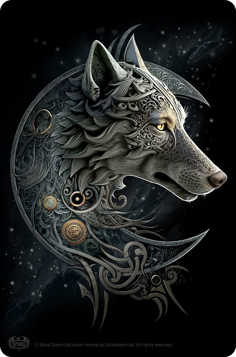 Spiral Celtic Wolf Greet Tin Card
