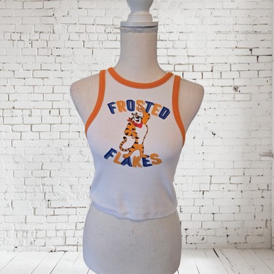 Kellogg's Frosted Flakes Women's White Orange Trim Tony Tiger Tank Top Shirt S