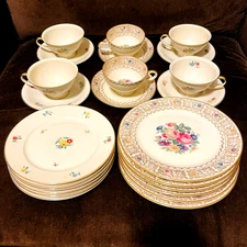 Vintage German Thomas Ivory Bavaria Rosenthal Consorcio 34 Pcs Coffee Set xlnt
