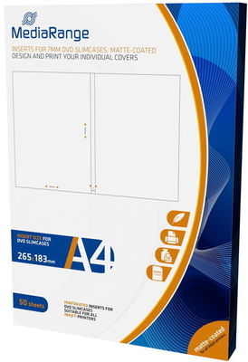 250 Mediarange Inlay zum bedrucken für 7 mm DVD Hüllen Slim