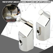 6061 Aluminum Pair of Offset Angled 1/0 Gauge to 4 Gauge Amp Input Reducers