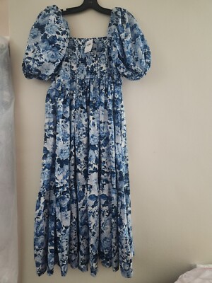 princess polly baby blue dress Navy Sequin Puff Sleeve Midi Dress Scamp & Dude main image 0