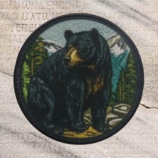 Black Bear Applique Patch - Animal Badge Iron on Nature Mountain Roaring