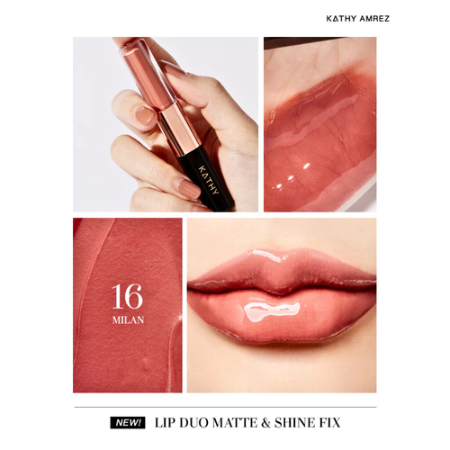 Lipstick Lip Duo Matte & Shine Fix KATHY AMREZ 18Color Nourishes Lips Smooth 3ml - Picture 27 of 29