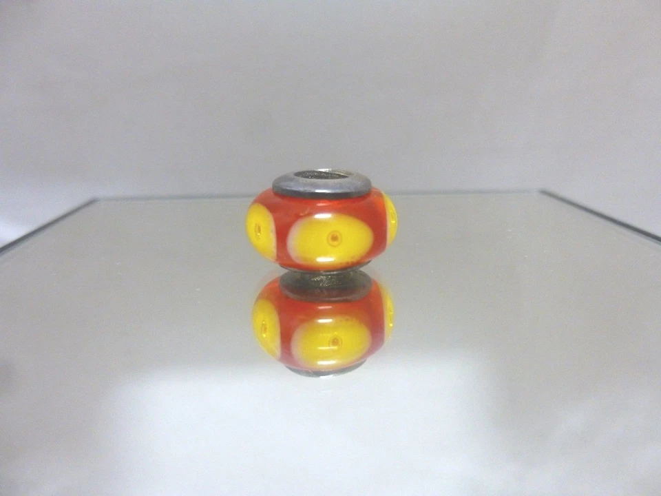 Dije de cuentas de vidrio de Murano rojo plateado con fiebre del oro amarillo descontinuado BB09 Foto 2 de 2
