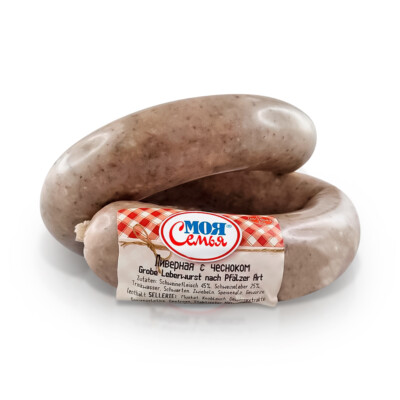 Leberwurst Livernaja mit Knoblauch Moja Semja 400 g Колбаса ливерная с чесноком